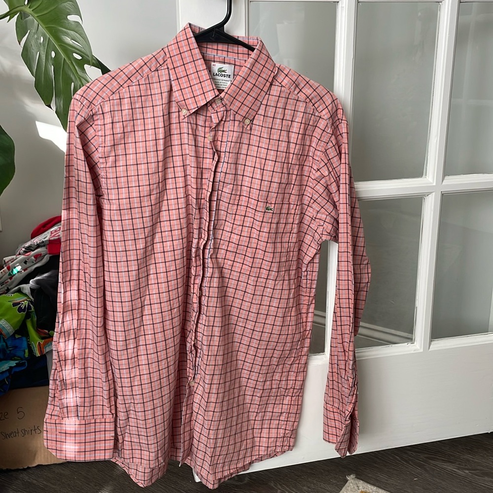 Lacoste Orange Casual Button Down Shirt